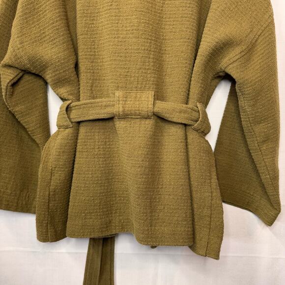 MADEWELL Texture & Thread Wrap Jacket Size L Olive Green Casual Boho Cotton - Picture 7 of 12